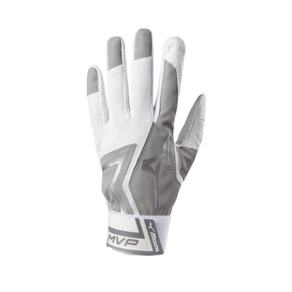 Mizuno Men's MVP Adult Baseball Batting Gloves White (330409-XQN)